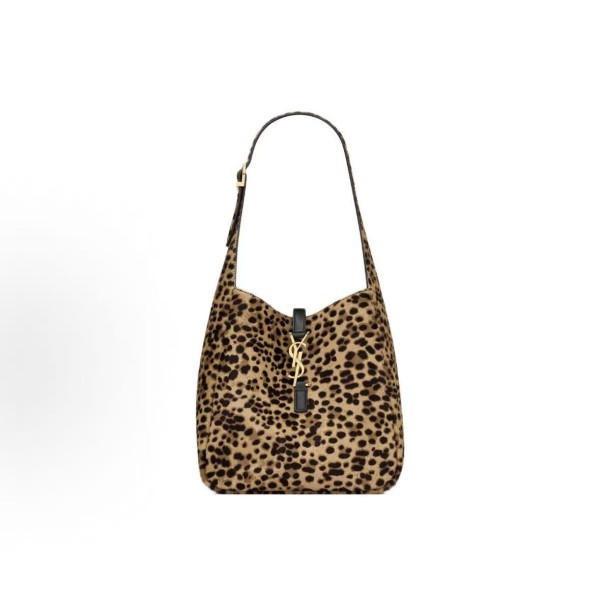 SAINT LAURENT LE5A7 Adjustable shoulder strap leopard print hand-held shoulder bag for women in beige and black